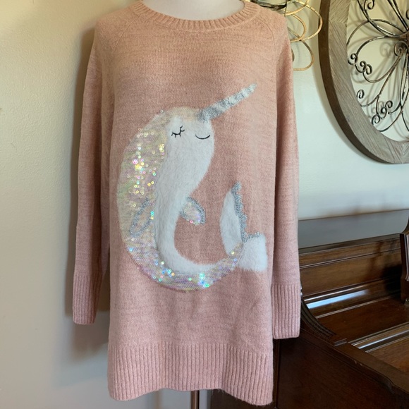 LC Lauren Conrad Sweaters - NWT LAUREN CONRAD Size XL Pink Narwhal Sweater